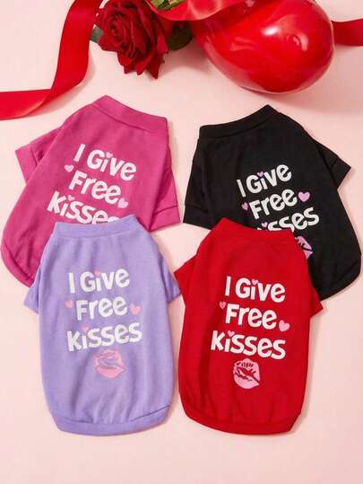 1pc Summer Pet Clothes For Cats And Dogs English Lettering Vest/T-Shirt For Dog & Cat Apparel