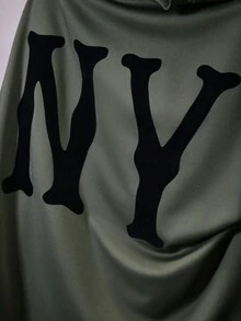 Manfinity RebelGame Men's Oversized Letter Print Round Neck Drop Shoulder Short Sleeve T-Shirt, Suitable For Summer - Green - View 5