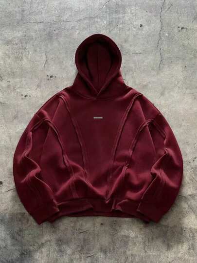 AXEPEAK Sudadera casual con paneles curvos desconstructidos
