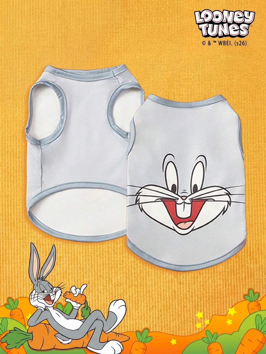 LOONEY TUNES X PETSIN 1 Cartoon Cute Happy Rabbit Print Gray Cat And Dog Universal Elastic Comfortable Dog Vest - Grey - View 1