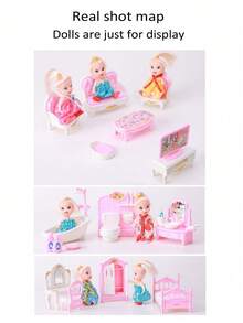 MINKOJA Mini Furniture Set For Children's Play House, Including Living Room, Bedroom , Kitchen, And Bathroom Accessories, Suitable For Kindergarten,Kids Kitchen Set,Doll House Girls,Kids Bedroom,American Girl Doll Furniture,Kitchen,Easter,Easter Gift,Childen's Day,Kids Pretend Toys - Multicolor - View 9