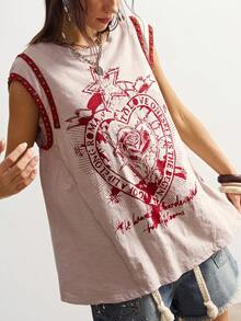 Bohemela 女士休闲纯色针织宽松T恤，春季服装，节日装扮，夏季上衣 - 卡其色 - 查看 8