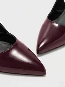 CUCCOO BIZCHIC Women's Fashion Black Open Back Pointed Toe Chunky Heels Pumps, Classic Minimalist Design For Commuting, Dating, Party, Holiday, Wedding Valentine's Day - Smoked Brown - View 8