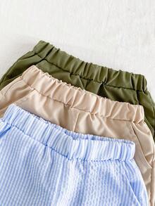 SHEIN Vintaside Kids 3pcs/Set Toddler/Baby Summer Casual Pocket Shorts - Multicolor - View 5