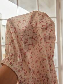 SHEIN Conjunto de pijama holgado de manga larga con bordado floral diminuto y estilo vintage para mujeres - Multicolor - Ver 5