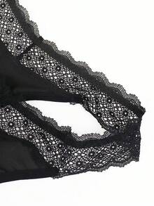 Fashionable Black Fabric U-Pouch Lace Trim Sexy Briefs For Men - Black - View 4