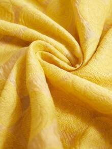 BELROSIE Yellow,Summer,Elegant,Wedding Guest Women's Sweet Princess-Style Floral Puff Sleeve Dress With Pearl Button, High Neck Line Date - Yellow - View 6