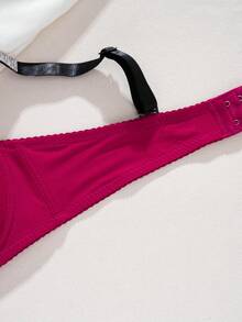 DesireSculpt Women's Rhinestone Strap Fashionable Comfortable Underwire Bra - Burgundy - View 7