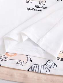 6pcs Baby Boys Cartoon Animal Print Comfortable Soft Knit Short Sleeve Pajama Set - Multicolor - View 6