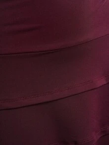 Elamini Women's Sleeveless Open Shoulder Tie-Up Waist Layered Ruffle Hem Mini Dress, Suitable For Spring, Summer, Autumn - Burgundy - View 6