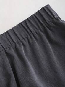 Sweetra 时尚A字收腰短裤，学院风十足，百搭夏季休闲装，修身显瘦 - 灰色 - 查看 5