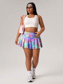 Rhythm Era Pantalon-jupe sport minimaliste décontracté en camouflage pour femmes grandes tailles, printemps/été - Multicolore - Voir 7