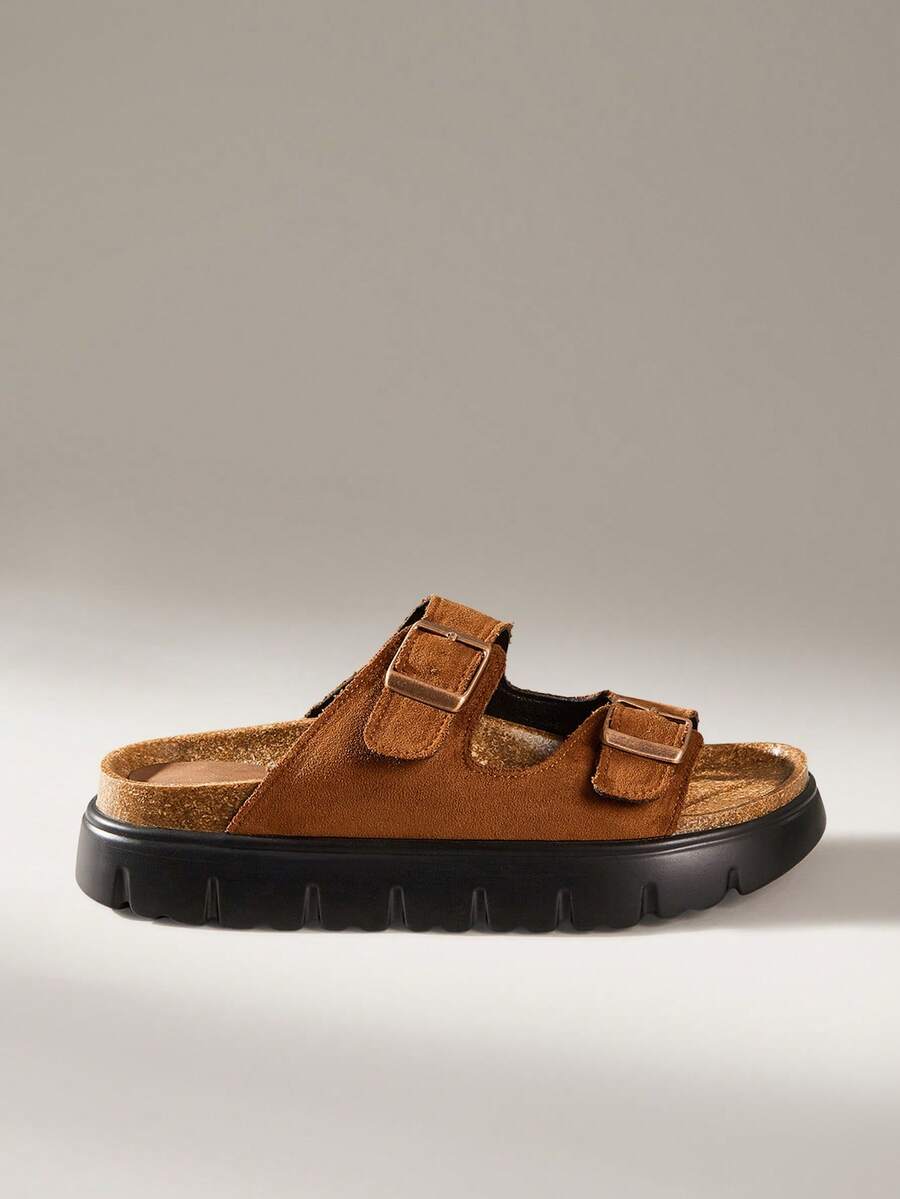 Solecia Sandalias de playa con suela gruesa y estilo retro para mujer, estilo vacacional - Marrón - Ver 1