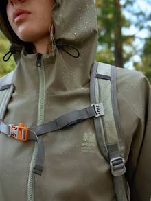 SHEIN In My Nature Women's Raglan Sleeve Zip-Up Hooded Outdoor Rain Jacket - Mint Green - View 2