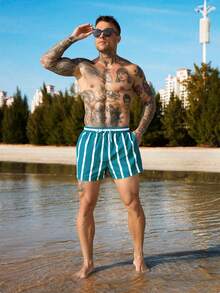 Manfinity Swimmode Men's Casual Printed Beach Shorts - Multicolor - View 5