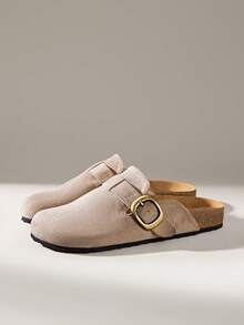 Solecia 女士搭扣设计休闲百搭平底鞋 - 灰色 - 查看 2