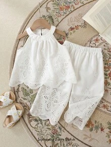 Cozy Pixies 女婴碎花印花圆领无袖上衣和松紧腰裤两件套