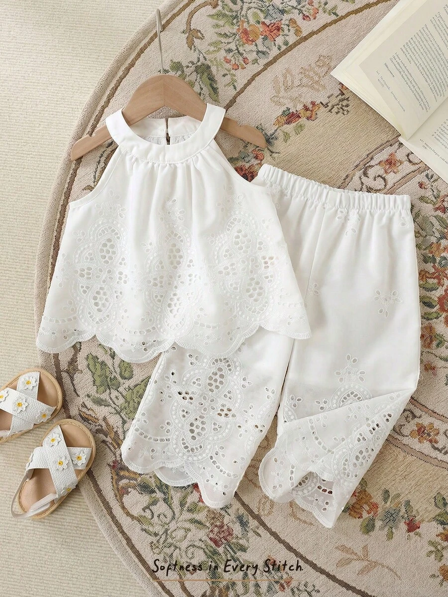 Cozy Pixies 女婴碎花印花圆领无袖上衣和松紧腰裤两件套