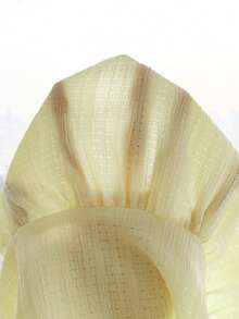 SHEIN 少女休闲简约舒适圆领长袖蝴蝶结纹理面料衬衫，返校季 - 芥末黃 - 查看 5