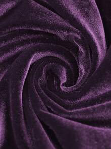 SHEIN LUNE Women's Casual Autumn/Winter Basic Outfit Velvet & Lace Patchwork Turtleneck Party Long Sleeve T-Shirt - Purple - View 7