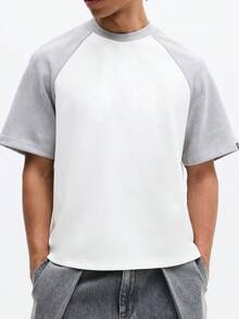 SUMWON Camiseta de béisbol de manga corta con cuello redondo para hombre, diseño de bloques de color en contraste, ajuste regular, para uso casual en primavera y verano - Rojo y blanco - Ver 5