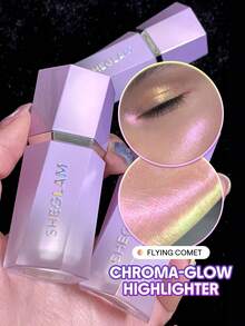 SHEGLAM Chroma-Glow Bloom 液體螢光筆-飛行彗星變色凝膠霜多色螢光筆高光效果持久亮白不結塊發光熒光筆化妝品流行 熒光筆 品牌 美容 化妝 化妝品 適合女性與女孩 完美搭配冬季 Y2K 時尚 流行 生日禮物 假期 派對準備就緒 最佳顏色