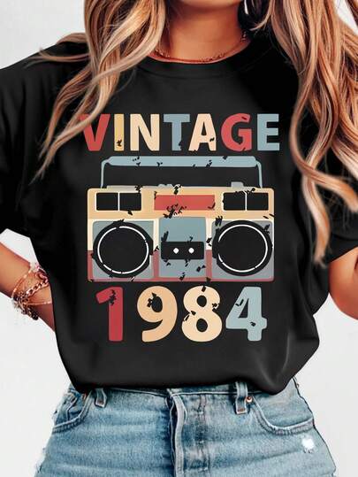 EMERY ROSE Plus-Size Black Short-Sleeve T-Shirt For Women, Spring And Summer Style, Comfortable And Casual