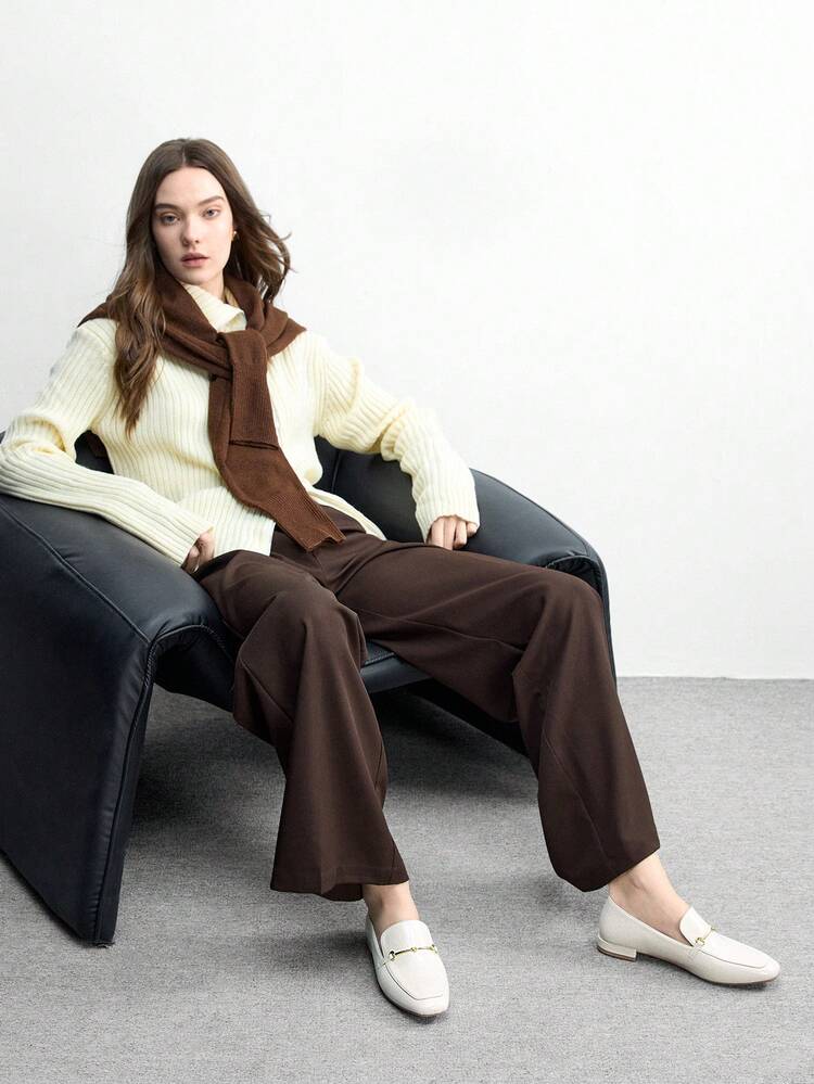 CUCCOO BIZCHIC Women Shoes Small Square Toe Flat Bottom Low Heel New Beige Embossed Fabric Comfortable And Versatile Slip-On Classic Loafers Women's Shoes Women's Flat Shoes Light Commuter Women's Shoes Valentine's Day