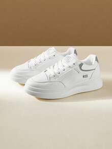 CUCCOO EASI 2026新款春秋时尚休闲百搭厚底系带白色厚底运动鞋，防水，女式运动鞋 - 灰色 - 查看 5