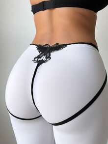 刺绣蝴蝶性感开裆内裤，适合外出穿着