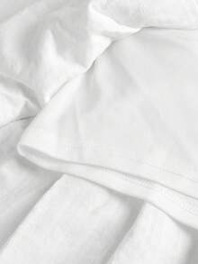 SHEIN Tween Girls' Casual Solid White Crew Neck Sleeveless Side Ruched Textured Knit Mini Dress - White - View 7