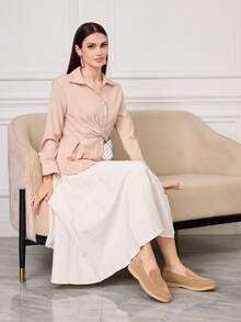 Sleekvia Giày bệt mũi nhọn nữ, kiểu dáng thường ngày, đa năng, phù hợp cho mọi dịp, đặc biệt là kỳ nghỉ xuân, lễ Phục sinh, Giáng sinh, Ngày lễ tình nhân. - Lạc đà - Xem 6