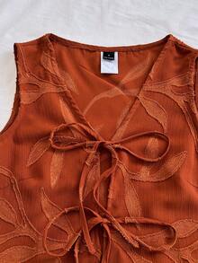 Soleia 1 Set Women Solid Woven Cropped Sleeveless Tank Top & High Waist Printed Woven Mini Skirt - Multicolor - View 4