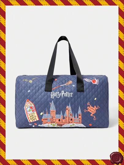 HARRY POTTER X SHEIN 可爱女士大容量卡通图案手提包，旅行包，手提包，过夜度假行李包，旅行行李包，大容量防水健身包，周末随身手提包