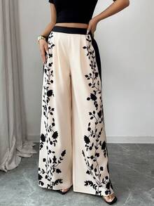 Elenzga Women's Fashionable Elegant Casual Printed Loose Pants - Multicolor - View 4