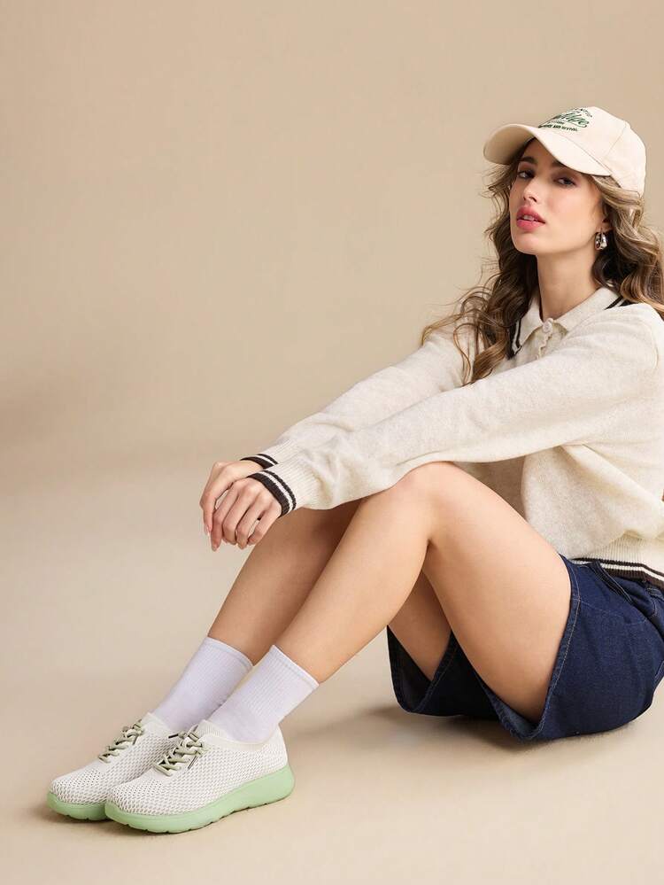 CUCCOO EASI Women's Casual Soft Bottom Breathable Mesh Sneakers, Slip-On Versatile Mesh Shoes