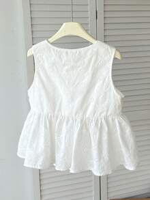 SHEIN Tween Girls' Casual Everyday Vacation Textured Bow Front Crop Top,Kids - White - View 2