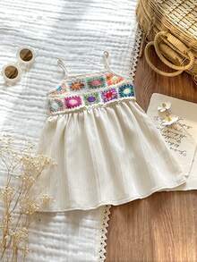 Vintaside Kids Vestido de tirantes de moda para bebé niña, adecuado para viajes al aire libre, campamento y vacaciones en primavera y verano - Albaricoque - Ver 5