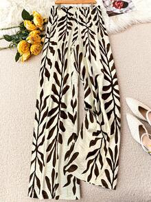 EMERY ROSE Quần dài cỡ lớn kiểu dáng thường ngày in hoa dành cho người đi làm. - Màu be - Xem 2