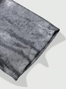 ROMWE MEN 男士短袖时尚前扣休闲度假衬衫 - 銀色 - 查看 6