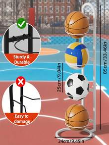 1 Multi Layer Sports Ball Storage Rack For Basketball Football Volleyball Organization Home Garage Living Room Must Have Accessory - White - View 3