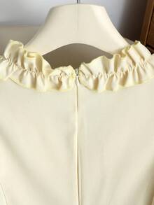 GlowEve 时尚新款纯色领带装饰腰部A字短裙，通勤时尚，优雅休闲办公A字裙，派对，假日，精致日常通勤，约会 - 淡黃色 - 查看 6