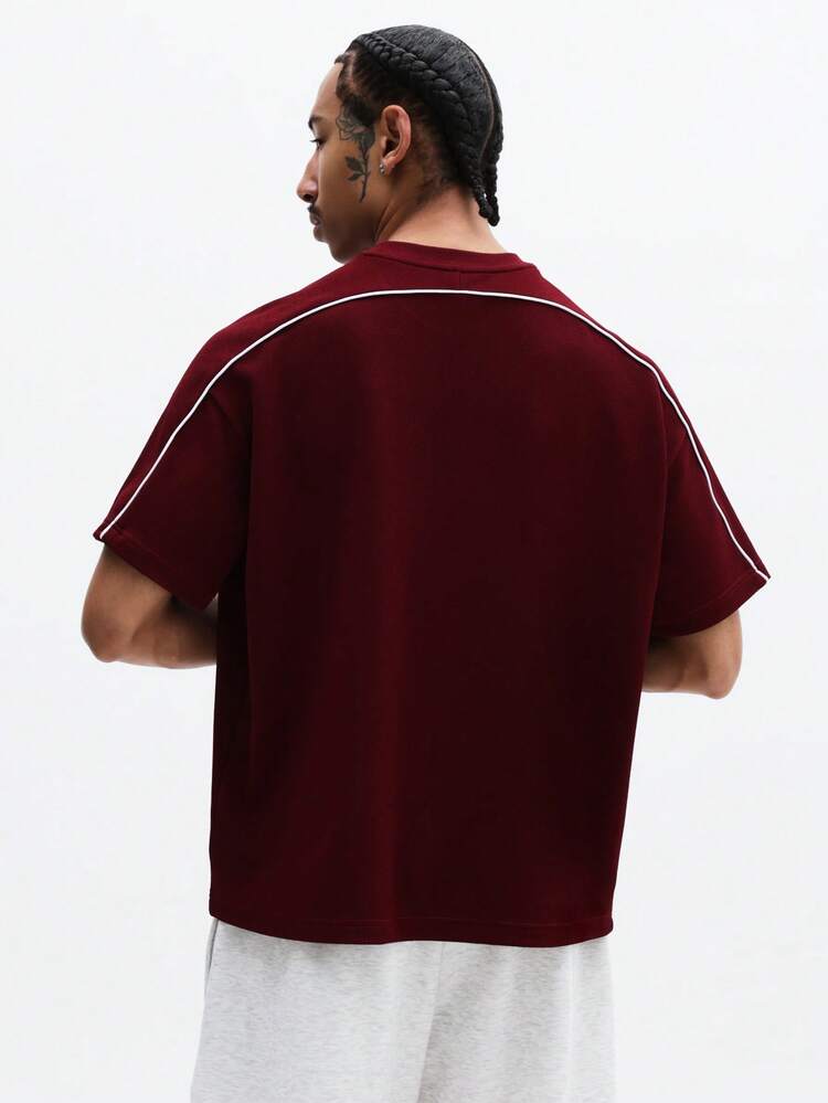 Crew Neck Tee With Contrast Piping