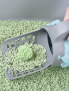 One Piece Cat Litter Scoop Plastic Portable With Garbage Bag Cat Litter Scoop With 4 Rolls Fragrant Garbage Bag - Grey - View 4