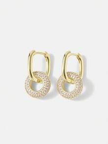 MOTF PREMIUM 18K镀金极简几何圆形耳环 - 金黃色 - 查看 2