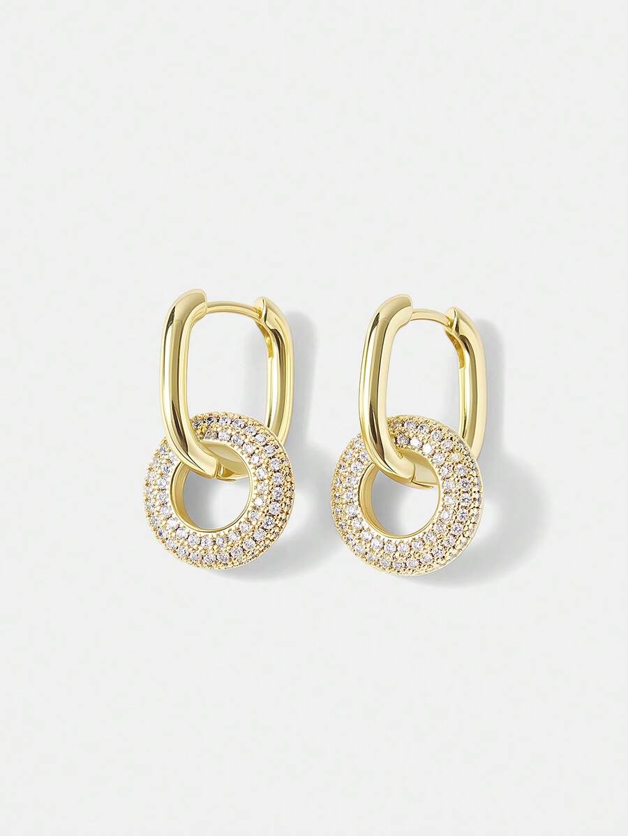 MOTF PREMIUM 18K镀金极简几何圆形耳环 - 金黃色 - 查看 2