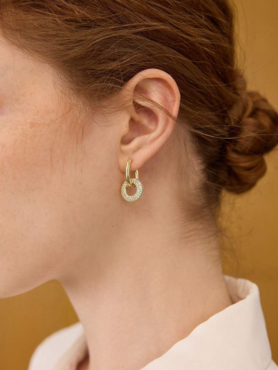 MOTF PREMIUM 18K镀金极简几何圆形耳环 - 金黃色 - 查看 1