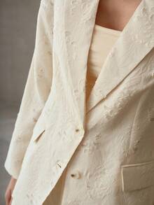 MOTF PREMIUM FASHIONABLE LAPEL COLLAR JACQUARD BLAZER FOR WOMEN, ELEGANT STYLE, SPRING/SUMMER - Apricot - View 5