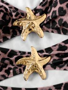 SHEIN Tween Girl Fitted Casual Minimalist Comfortable Leopard Print One-Piece Swimsuit