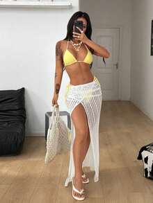 Coolane Women's Spring Y2K Concert Rave Festival Going Out Rave Renaissance Fair Club Vacation Knit Skirt Summer Holiday - White - View 1